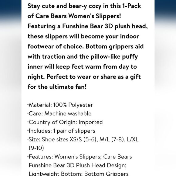 Care Bears FunShine Bear 3D Plush Head Slippers - Picture 7 of 12